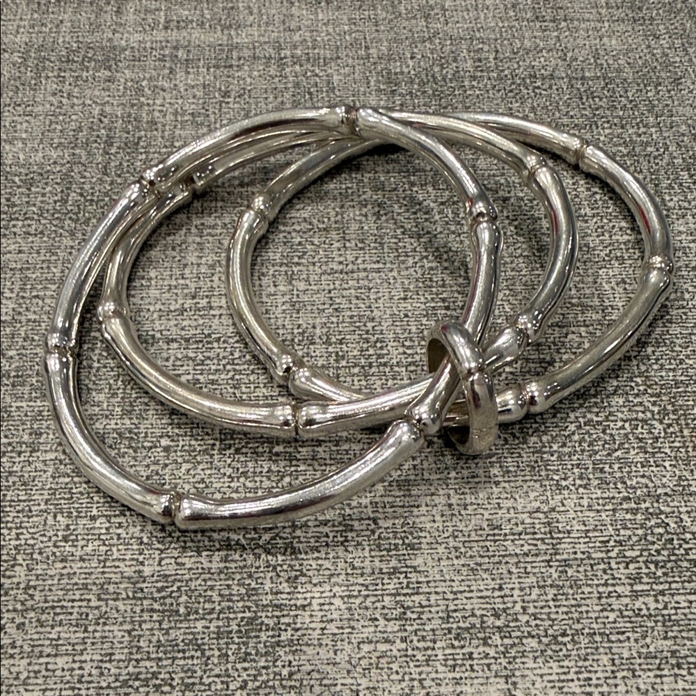 Thistle & Bee Elegant Sterling Silver Set of 3 Oval Bangles